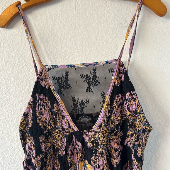 Free People Intimately  Print Black Pink Maxi Dress Size L - Picture 6 of 11